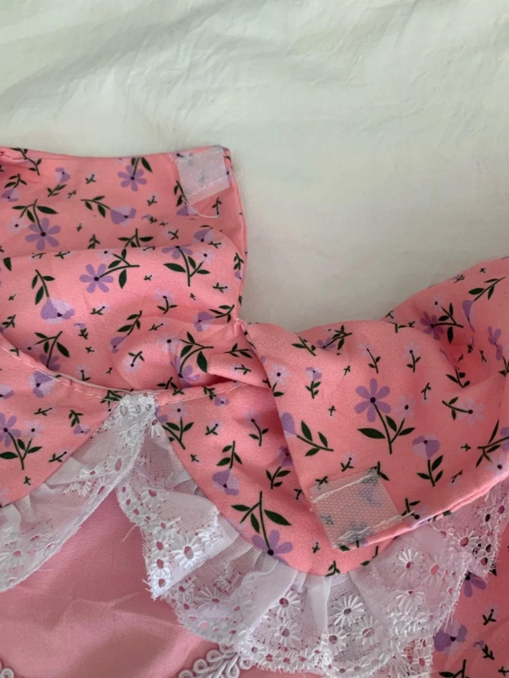 Pink Floral Pioneer Girl 11-13 Role Playing Costume Dress & Cap Halloween